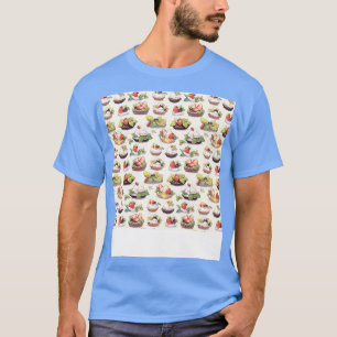 Dessert Naadloze Patroon Patisserie Kawaii Schatti T-shirt