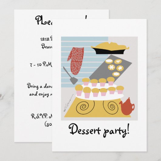 Dessert Party Invitation sjabloon Kaart (Voorkant / Achterkant)