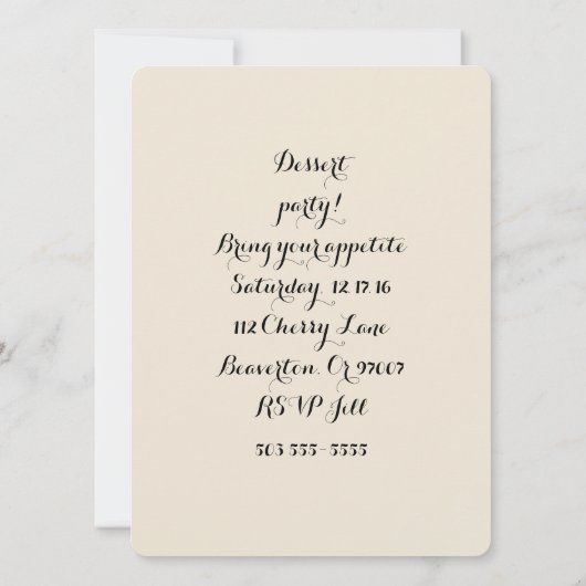 Dessert party pasteipatroon nodigt TR Forsman uit Kaart (Achterkant)