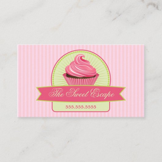 Dessert Pink Cupcake Visitekaartje (Voorkant)