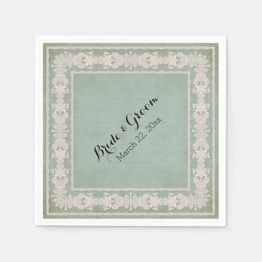 Dessert Reception Napkins Rustic Lace Aged Servetten (Voorkant)