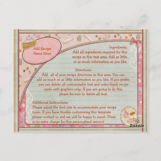  Dessert Recipe-kaarten Briefkaart (Achterkant)