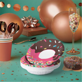 Dessert, regenboog spikkels donut, doughnut papieren kommen
