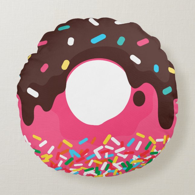 Dessert, Regenboog Spikkels Donut, Doughnut Rond Kussen (Voorkant)