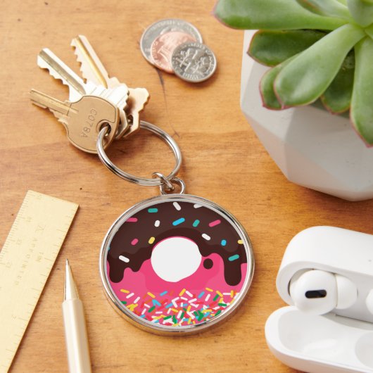 Dessert, Regenboog Spikkels Donut, Doughnut Sleutelhanger (Bureau)