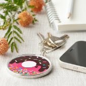 Dessert, Regenboog Spikkels Donut, Doughnut Sleutelhanger (Zijkant)