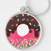 Dessert, Regenboog Spikkels Donut, Doughnut Sleutelhanger (Voorkant)