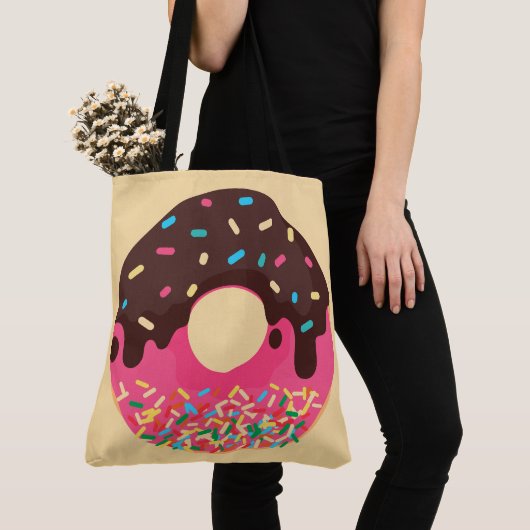 Dessert, regenboog spikkels donut, doughnut tote bag (Dichtbij)