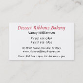 Dessert Ribbons Cupcake Bakery Visitekaartjes (Achterkant)