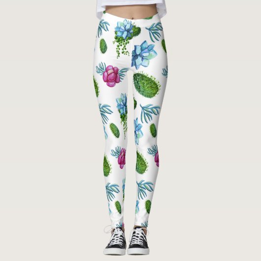 Dessert roze bessen | Botanische Boho Floral Leggings (Voorkant)
