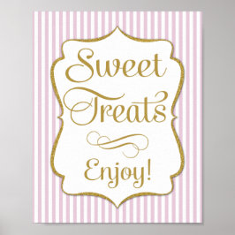 Dessert Sign Pink Gold Sweet Trets Poster