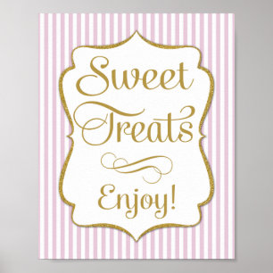 Dessert Sign Pink Gold Sweet Trets Poster