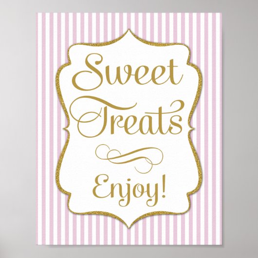 Dessert Sign Pink Gold Sweet Trets Poster (Voorkant)