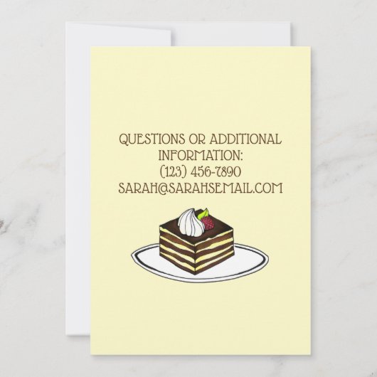 Dessert Social Bake Sale Tiramisu Italiaans voedse Kaart (Achterkant)