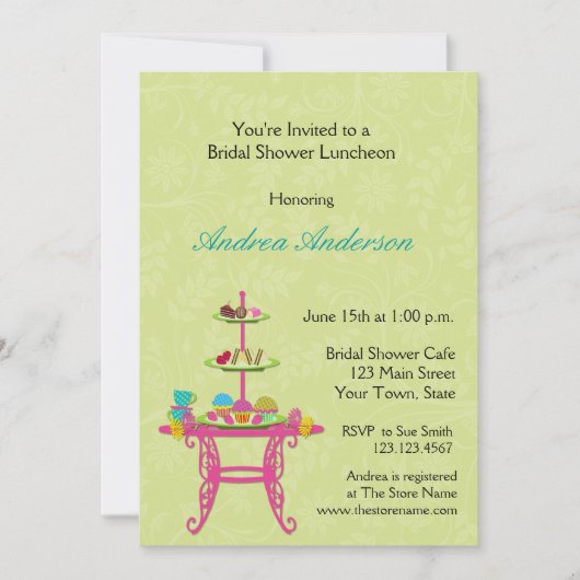 Dessert Table, Bridal Luncheon, Shower Invitation Kaart (Voorkant)