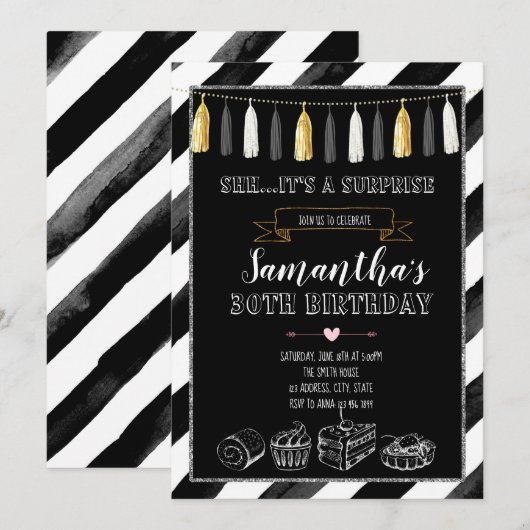 Dessert verjaardagsfeestje uitnodiging (Voorkant / Achterkant)