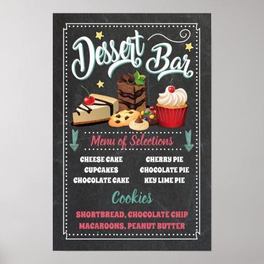 Dessertbar Menu Feestbord Bord Poster (Voorkant)