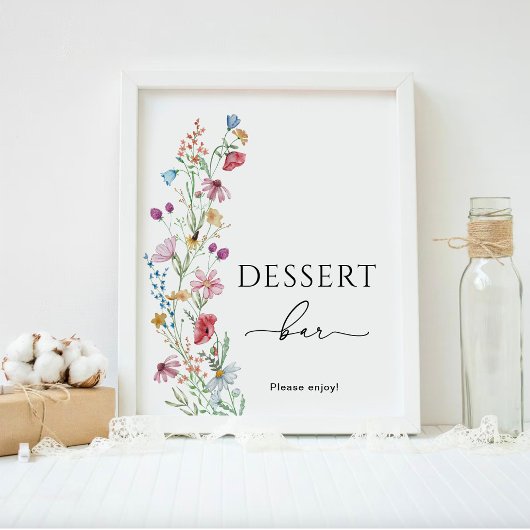 Dessertbar met wilde bloemen poster