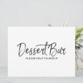 "Dessertbar" Trouwdag Bord | Stijlvolle Handletter Kaart (Staand voorkant)