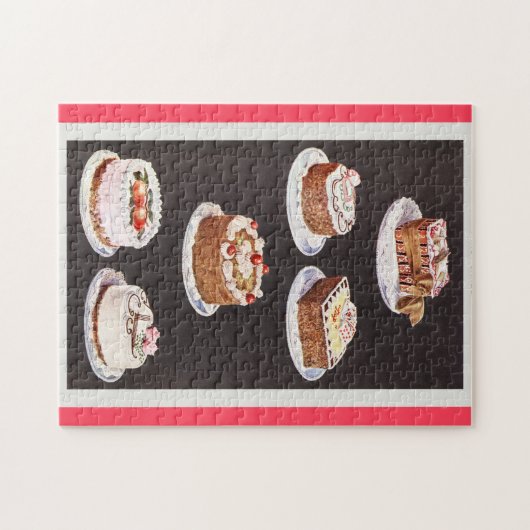  dessertcake, gevorst als decoratieretro legpuzzel (Horizontaal)
