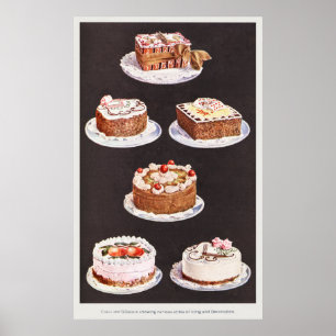  dessertcake, gevorst als decoratieretro poster