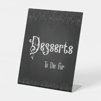 Desserts Black Lace Gothic Wedding Table Sign Reclamebord Met Voetstuk