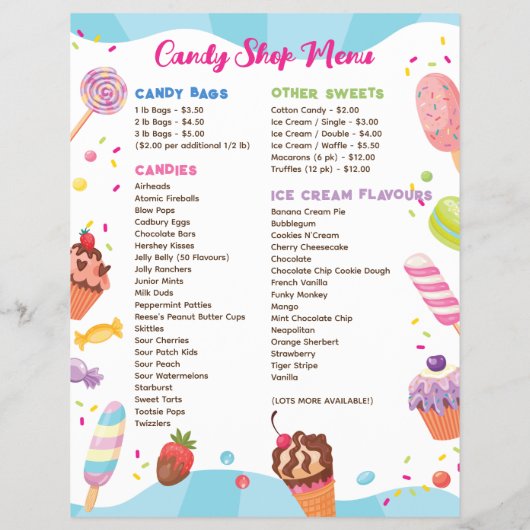 Desserts en Snoepjes Menu Flyer Sjabloon (Achterkant)