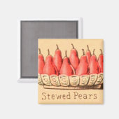  desserts gestoofde peren fruitillustratie magneet (Voorkant / Achterkant)