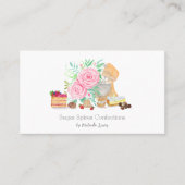 Desserts met mixer en Rozen chef-kok, bakker Visitekaartje (Voorkant)