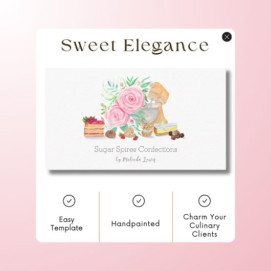 Desserts met mixer en Rozen chef-kok, bakker Visitekaartje