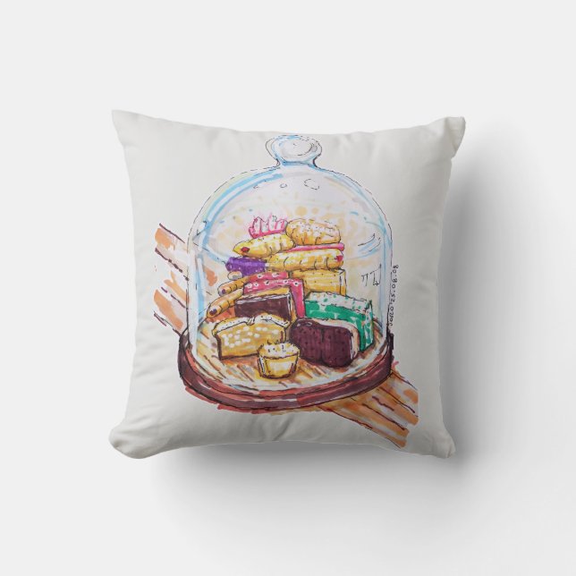 Desserts onder glazen koepel kussen (Voorkant)