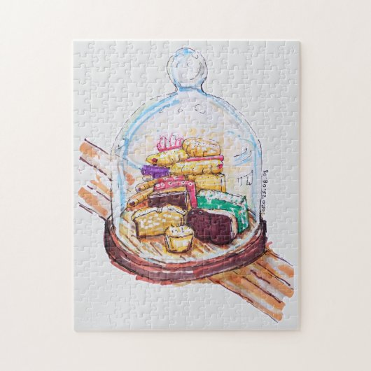 Desserts onder glazen koepel legpuzzel (Verticaal)