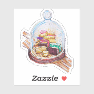 Desserts onder glazen koepel sticker