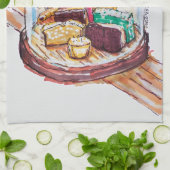 Desserts onder glazen koepel theedoek (Gevouwen)