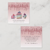 Desserts Pastry Chef Baker Roos Gold Glitter Vierkante Visitekaartje (Voorkant / Achterkant)