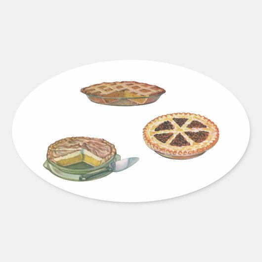  desserts, Thanksgiving Pies, Pecan Pumpkin Ovale Sticker (Voorkant)