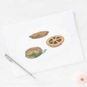  desserts, Thanksgiving Pies, Pecan Pumpkin Ovale Sticker (Envelop)