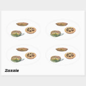  desserts, Thanksgiving Pies, Pecan Pumpkin Ovale Sticker (Vel)