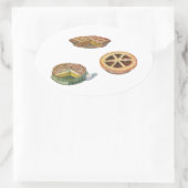  desserts, Thanksgiving Pies, Pecan Pumpkin Ovale Sticker (Tas)