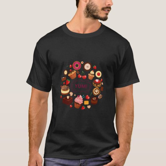 Desserts Yum Cup Cake Ice Cream Pie Cherry T-shirt (Voorkant)