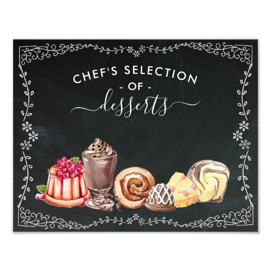 Dessertstation | Trouwbord op krijtbord Foto Afdruk (Voorkant)