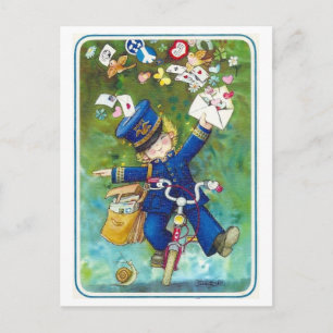 Dessin facteur à vélo briefkaart