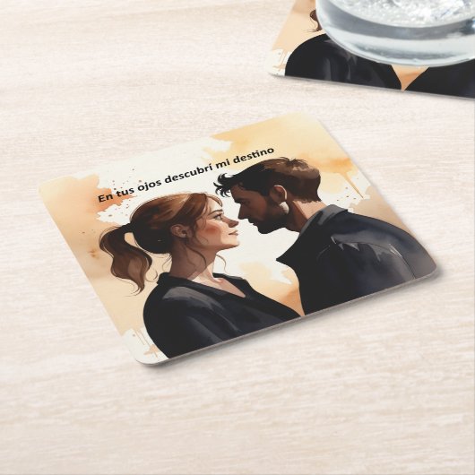 Destellos de Miradas: Ilustración en Acuarela que  Kartonnen Onderzetters (Schuin)