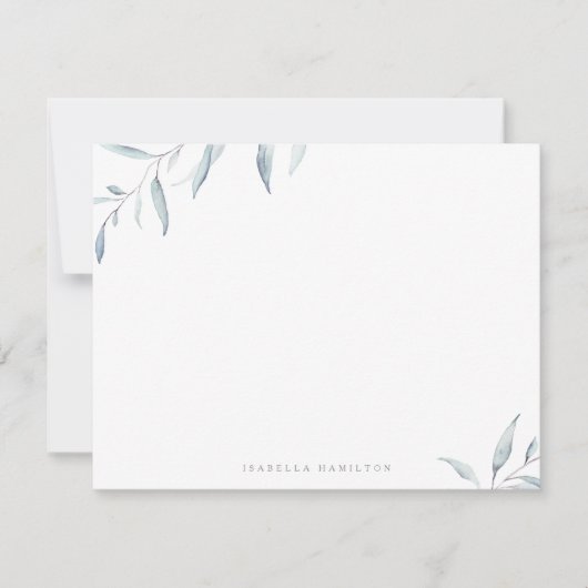 Destery Minimal Greenery Personalized Stationery Notitiekaartje (Voorkant)