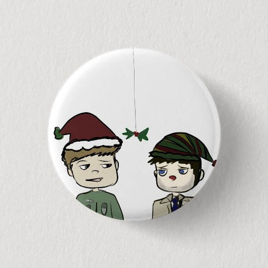 Destiel Supernatural Holiday Pin Ronde Button 3,2 Cm (Voorkant)