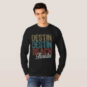 DESTIN BEACH Florida HIBISCUS & SCRIPT Drie Tinten T-shirt (Voorkant volledig)