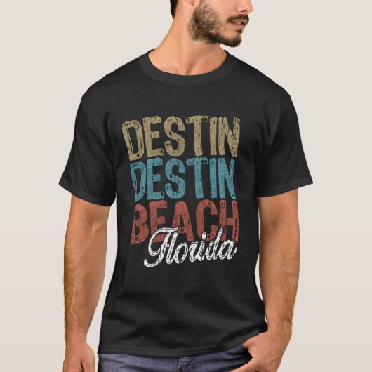 DESTIN BEACH Florida HIBISCUS & SCRIPT Three Tone T-shirt (Voorkant)