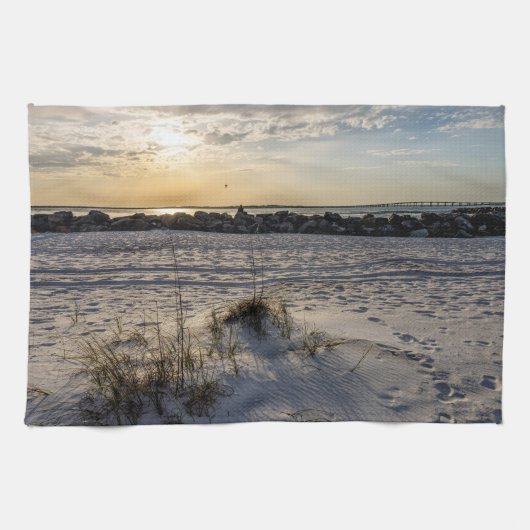 Destin Beach Florida Jetty Sunset Keukenhanddoek (Horizontaal)