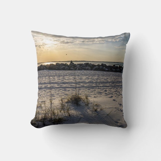 Destin Beach Florida Jetty Sunset Pillow Kussen (Voorkant)