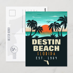 Destin Beach Florida Retro Sunset Souvenirs 60s Briefkaart